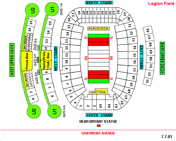 Tider Insider - Legion Field Seating Chart
